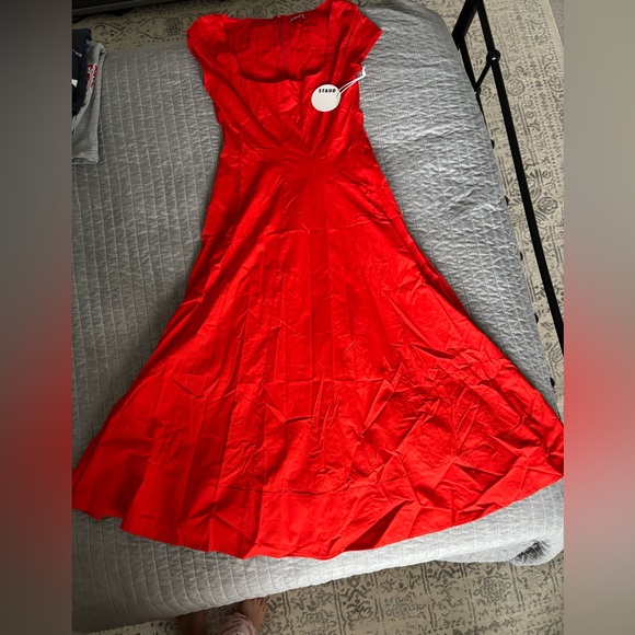 NWT STAUD Short Sleeve Wells Dress Fire - Picture 1 of 6